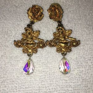 Vintage kirks folly Angel earrings aurora borealis